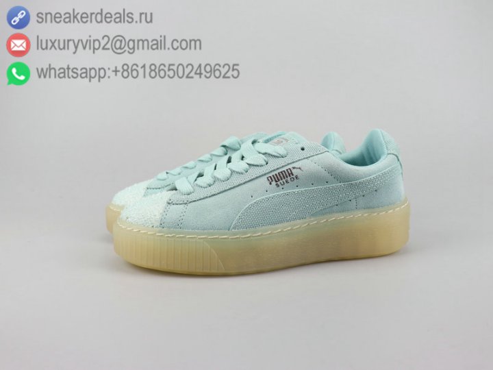 Puma Suede Platform Trace KR Wns Women Shoes Light Blue Leather Size 36-40